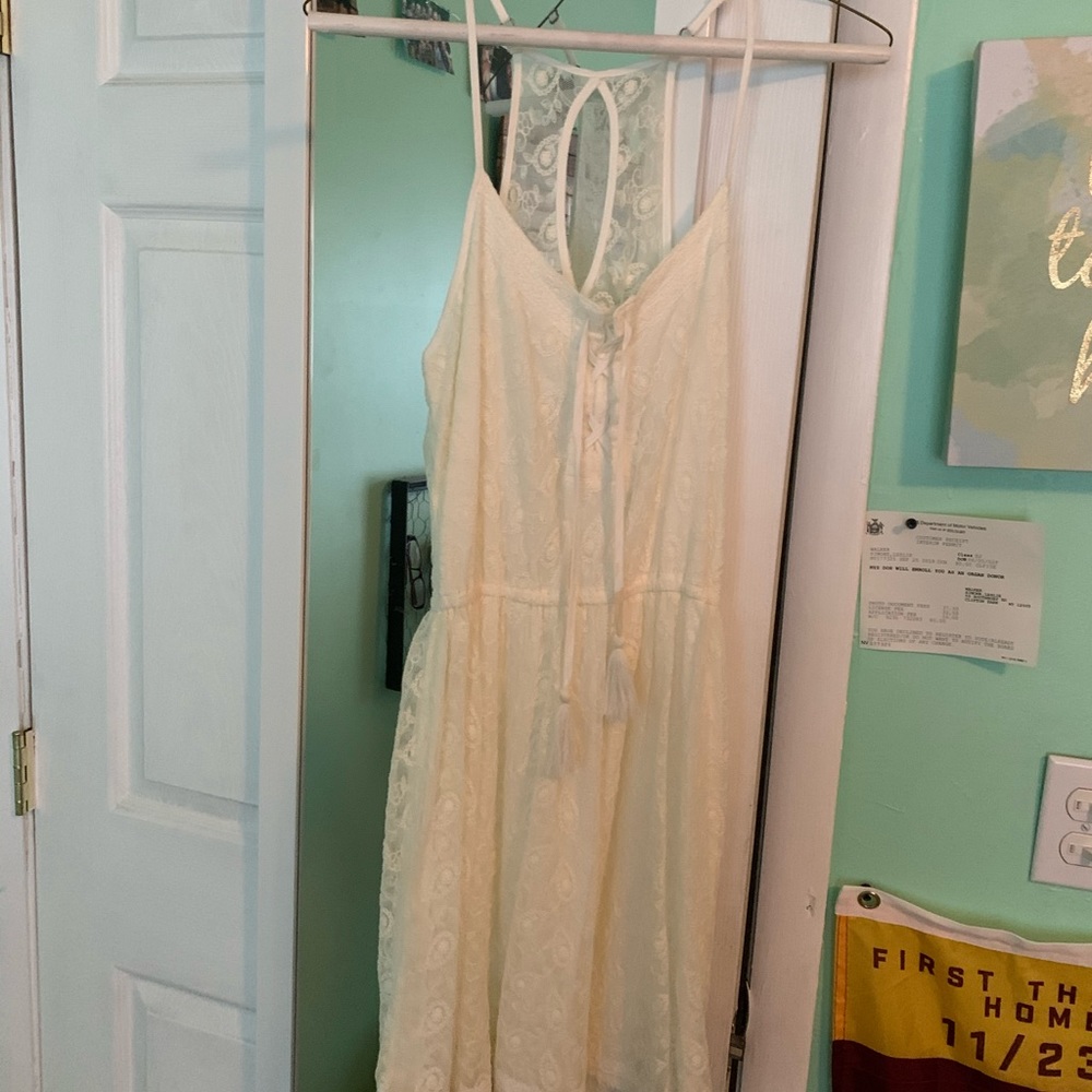 White Lace Dress with Tassels